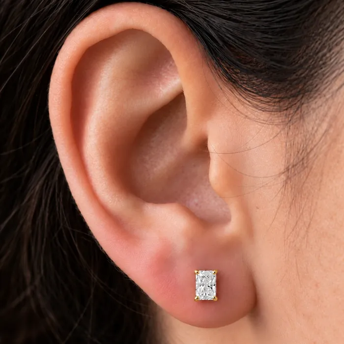 Серьги с лабораторными бриллиантами «радиант» — 1.5–4 ct на пару — фото 4