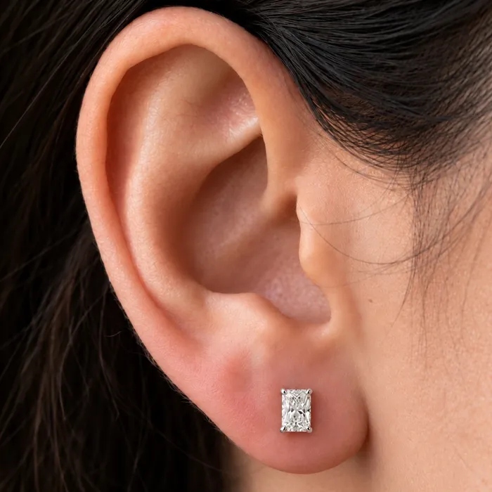 Серьги с лабораторными бриллиантами «радиант» — 1.5–4 ct на пару — фото 2