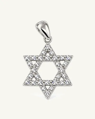 תליון מגן דוד משובץ מזהב לבן 14 קראט