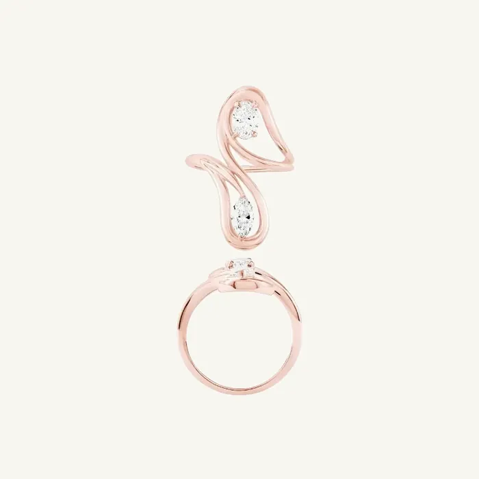 טבעת מעוצבת | בשיבוץ אבן מרקיזה + אובל | 1.25 CT