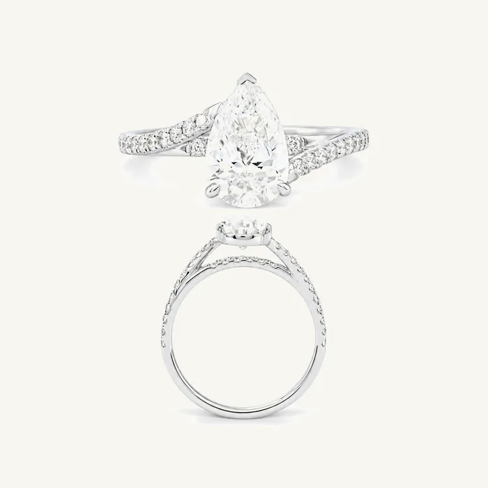 טבעת סוליטר | בשיבוץ אבן טיפה | 1.8 CT — תמונת סטודיו