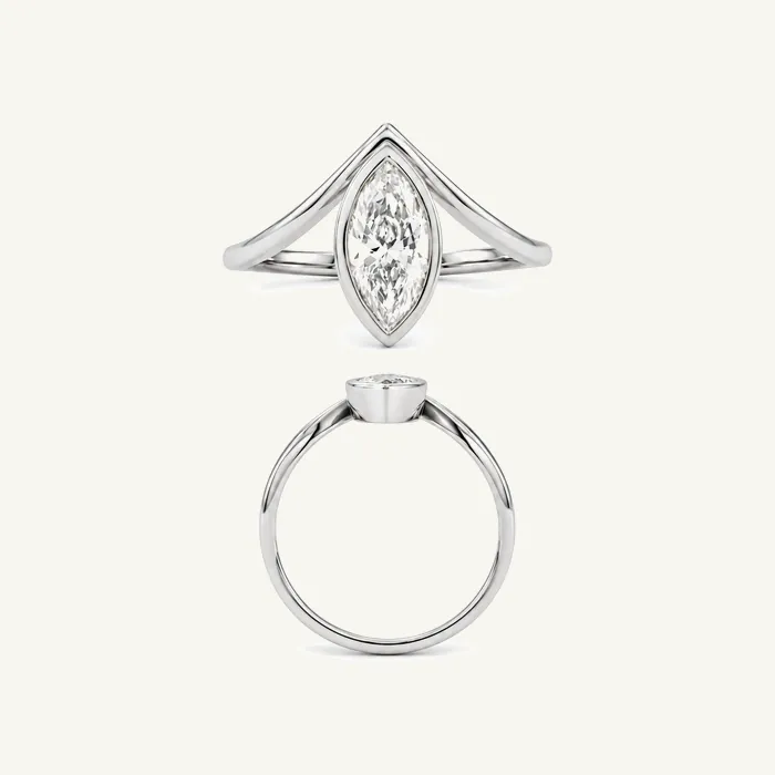 טבעת סוליטר | בשיבוץ אבן מרכזית מרקיזה | 0.98 CT — תמונת סטודיו