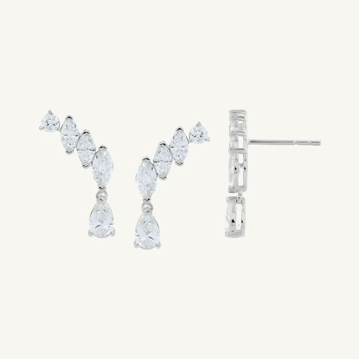 Butterfly-Back Stud Earring with Marquise, Round and Pear Stones · 1.20 ct