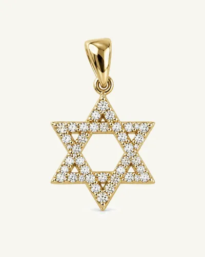תליון מגן דוד משובץ מזהב צהוב 14 קראט