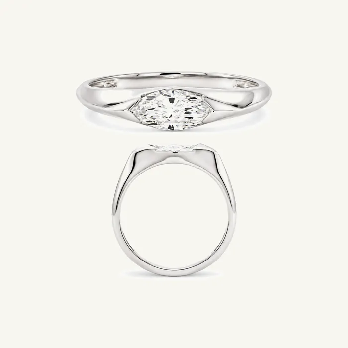 טבעת סוליטר | בשיבוץ אבן מרקיזה | 0.52 CT — תמונת סטודיו