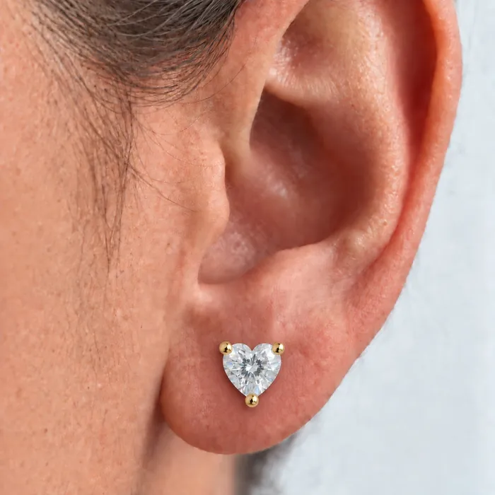 Серьги с лабораторными бриллиантами «сердце» — 1.5–4 ct на пару — фото 4
