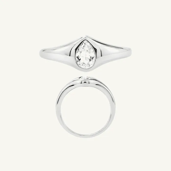 טבעת סוליטר | בשיבוץ אבן טיפה | 0.50 CT