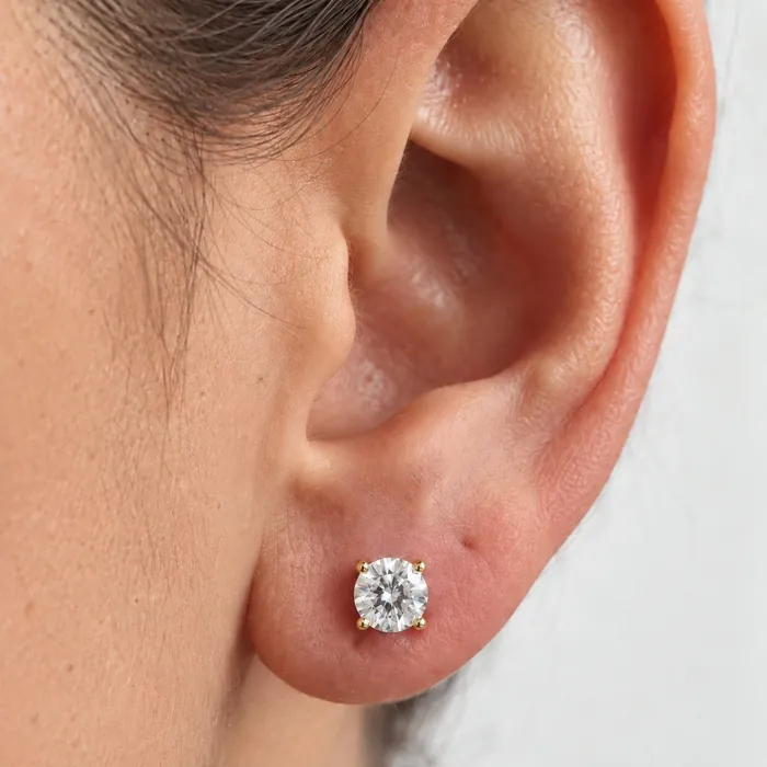 Круглые серьги с лабораторными бриллиантами — 1.5–4 ct на пару — фото 4