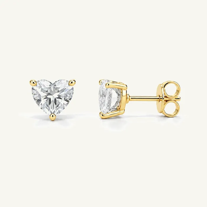 Серьги с лабораторными бриллиантами «сердце» — 1.5–4 ct на пару — фото 3
