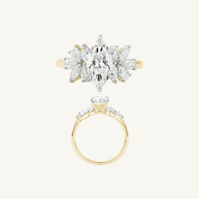 טבעת סוילטר | בשיבוץ אבן מרקיזה + טיפה | 2.50 CT