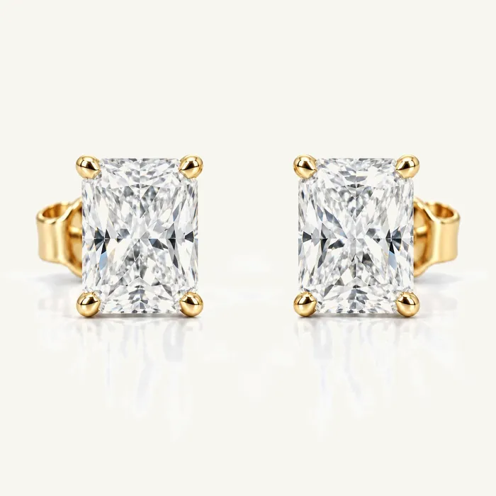 Серьги с лабораторными бриллиантами «радиант» — 1.5–4 ct на пару — фото 3