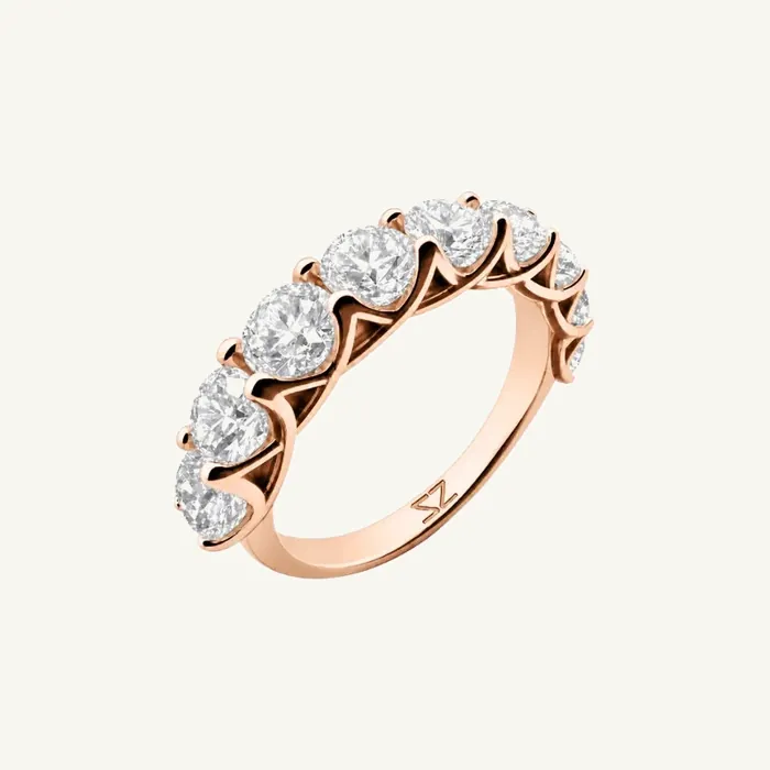 Row Ring with 9 Round Stones · 2.25 ct