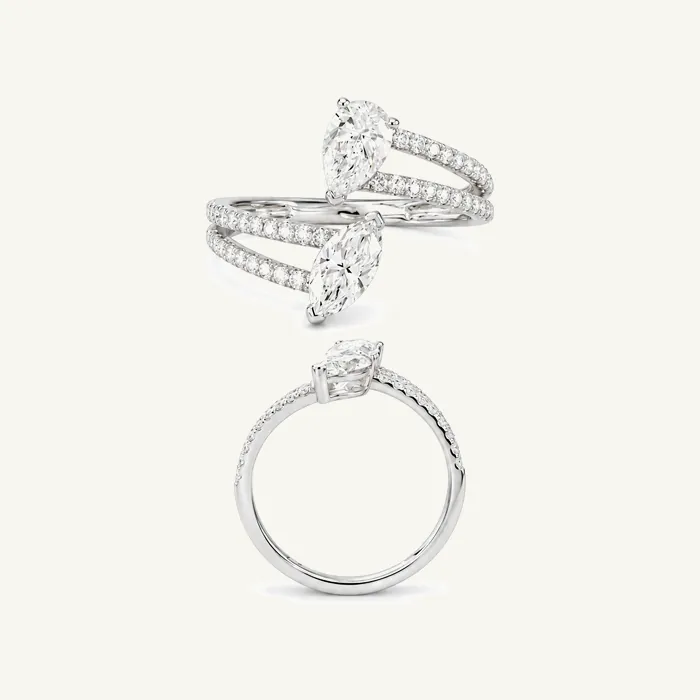 Обвивающее кольцо с камнями огранки «груша» и «маркиз» · 1.34 ct