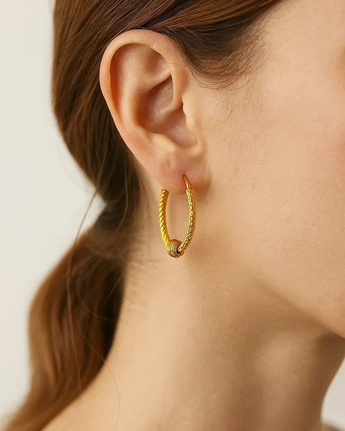 أقراط Golden Knot Hoop — صورة 2