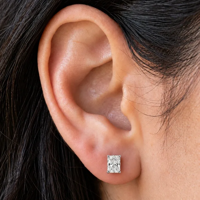 Серьги с лабораторными бриллиантами «радиант» — 1.5–4 ct на пару — фото 5