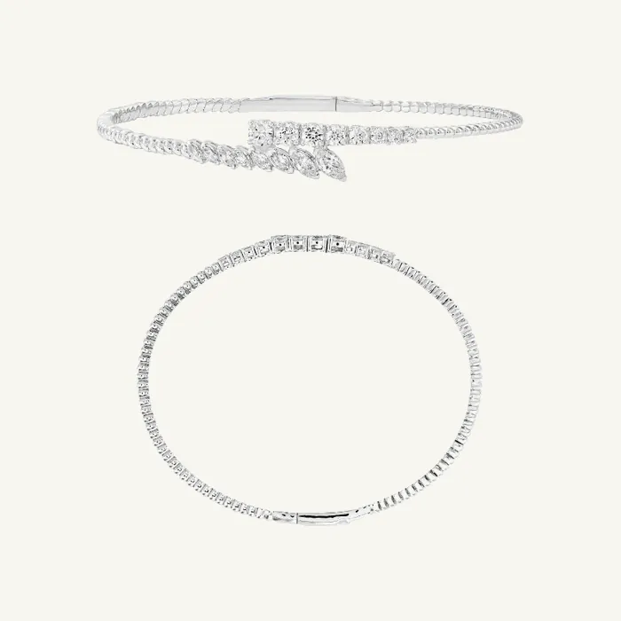 צמיד קשיח | בשיבוץ אבן מרקיזה + עגול | 1.50 CT