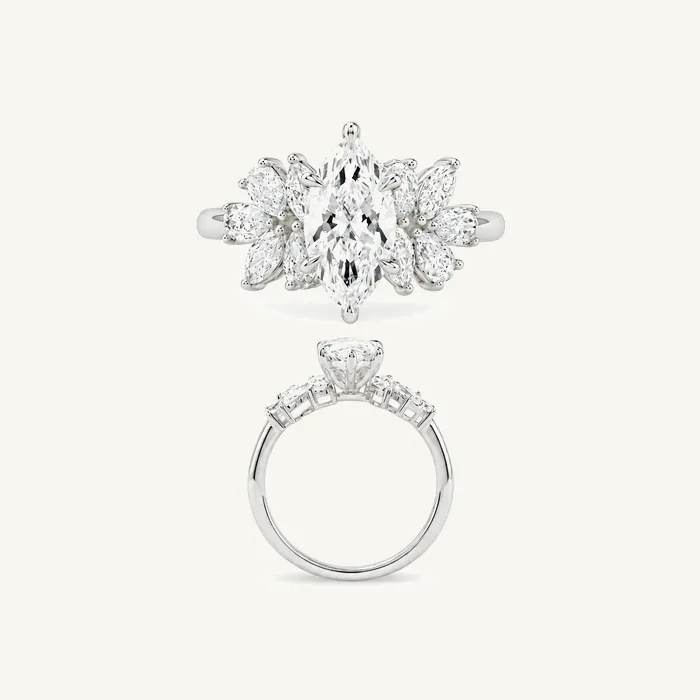 טבעת סוילטר | בשיבוץ אבן מרקיזה + טיפה | 2.50 CT — תמונת סטודיו