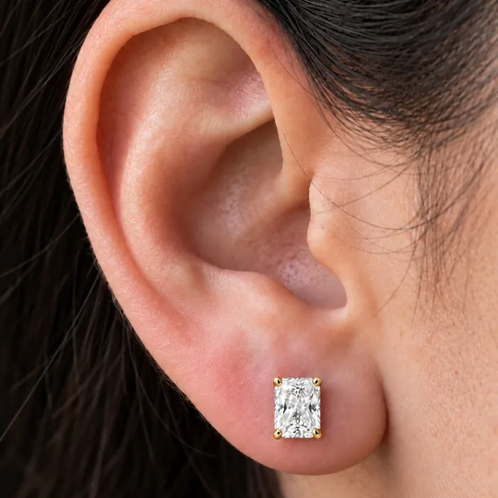Серьги с лабораторными бриллиантами «радиант» — 1.5–4 ct на пару — фото 10