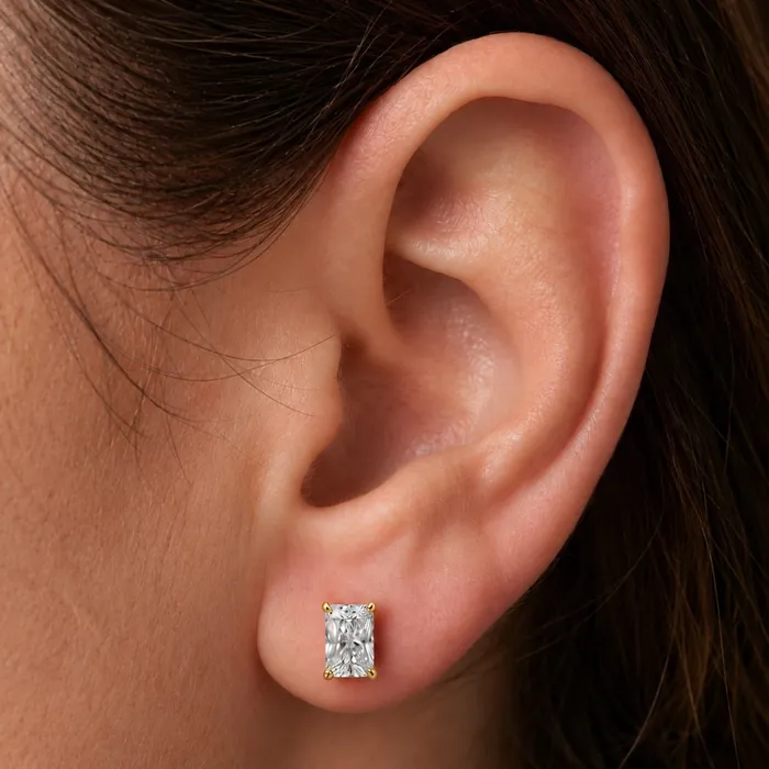 Серьги с лабораторными бриллиантами «радиант» — 1.5–4 ct на пару — фото 8