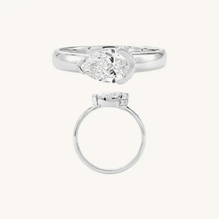 טבעת סוליטר | בשיבוץ אבן טיפה | 1.06 CT