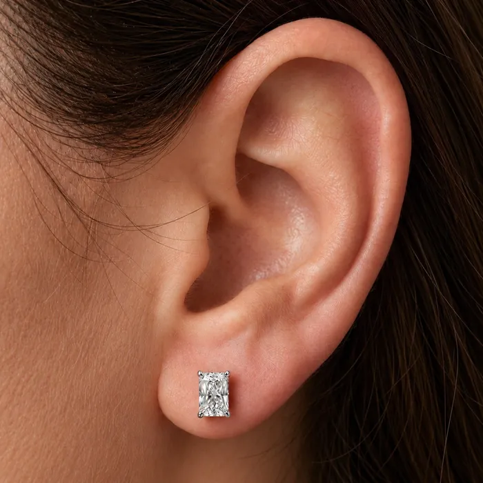 Серьги с лабораторными бриллиантами «радиант» — 1.5–4 ct на пару — фото 7