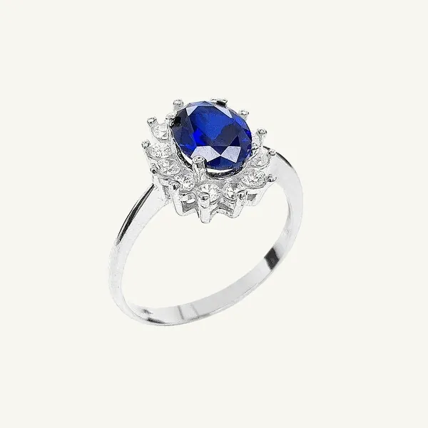 Небольшое кольцо «Диана» с синим камнем — фото 2