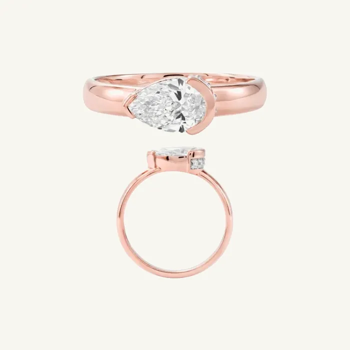 טבעת סוליטר | בשיבוץ אבן טיפה | 1.06 CT
