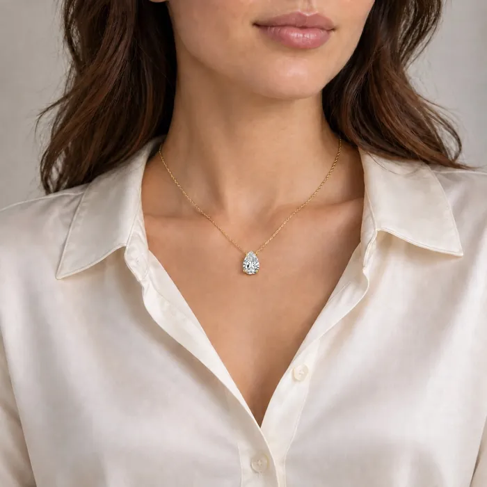قلادة سوليتير قطرة بألماس مختبر — 2 قيراط
