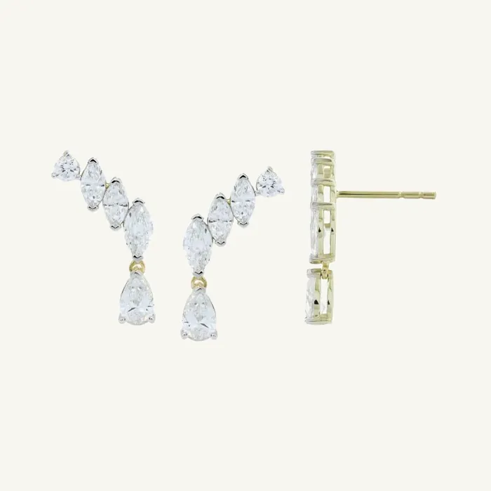 Butterfly-Back Stud Earring with Marquise, Round and Pear Stones · 1.20 ct