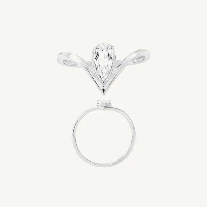 טבעת סוליטר | בשיבוץ אבן טיפה | 0.50 CT