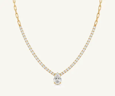 Колье «теннис» с цирконом-каплей — 1 ct