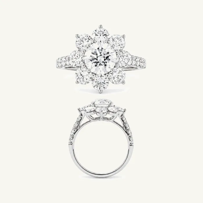 טבעת סוליטר | בשיבוץ אבן מרכזית עגולה | 3.39 CT — תמונת סטודיו