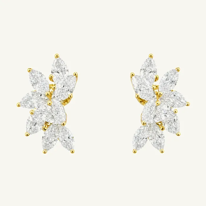 עגילי מנוף | בשיבוץ אבן מרקיזה + טיפה | 3.9 CT