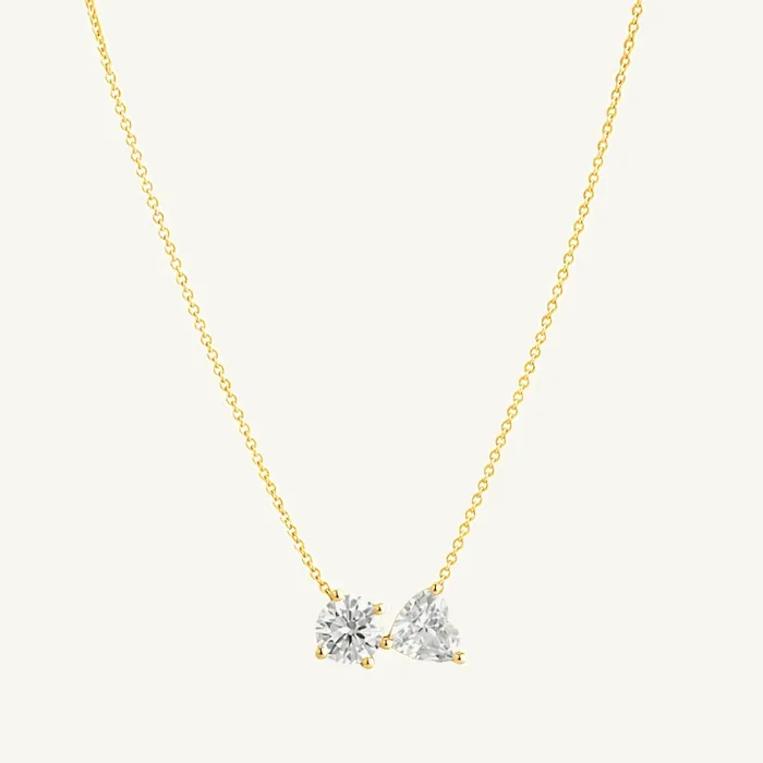 שרשרת תליון | בשיבוץ אבן עגולה + לב | 0.66 CT