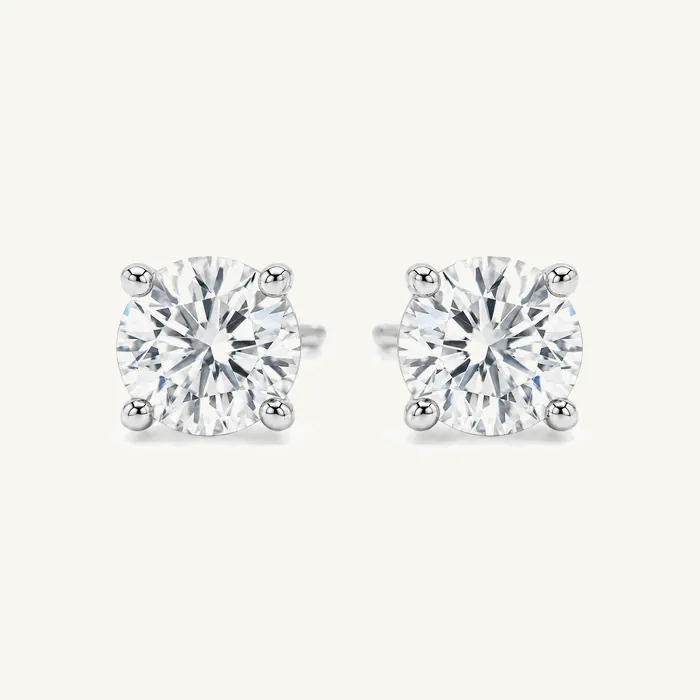 Круглые серьги с лабораторными бриллиантами — 1.5–4 ct на пару
