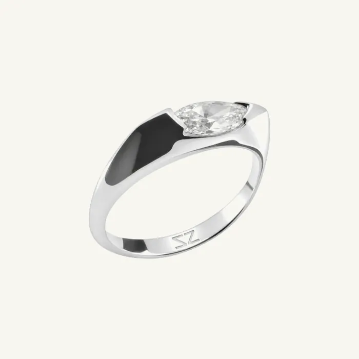 טבעת סוליטר | בשיבוץ אבן מרכזית מרקיזה | 0.52 CT
