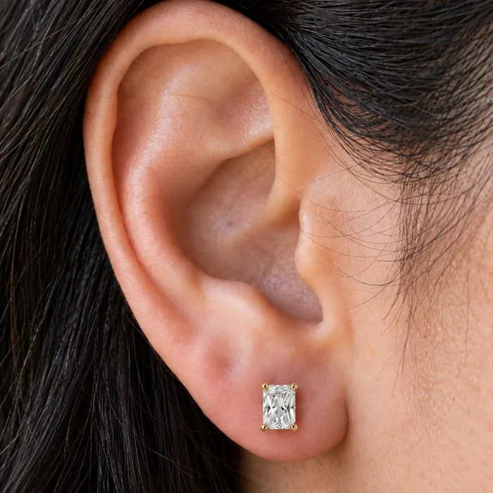 Серьги с лабораторными бриллиантами «радиант» — 1.5–4 ct на пару — фото 6