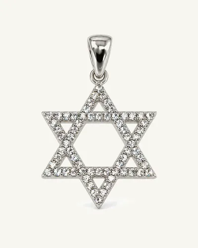 תליון מגן דוד משובץ מזהב לבן 14 קראט