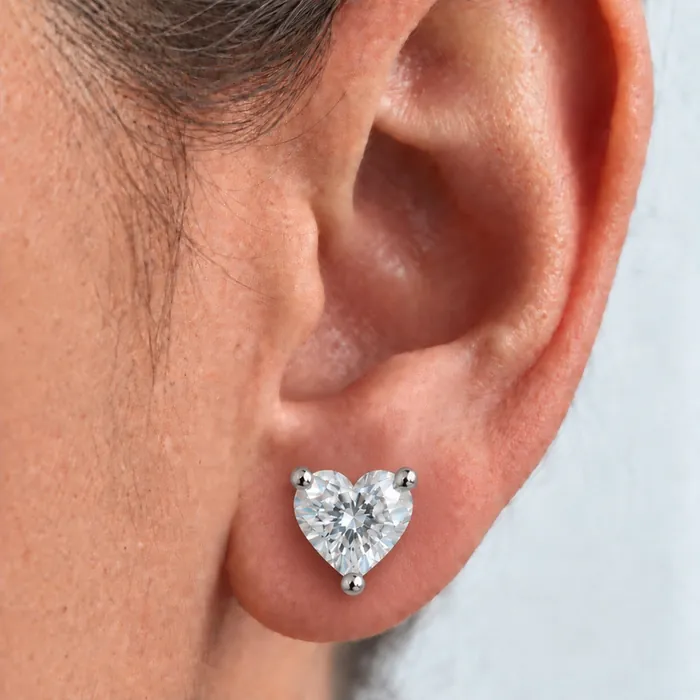 Серьги с лабораторными бриллиантами «сердце» — 1.5–4 ct на пару — фото 9