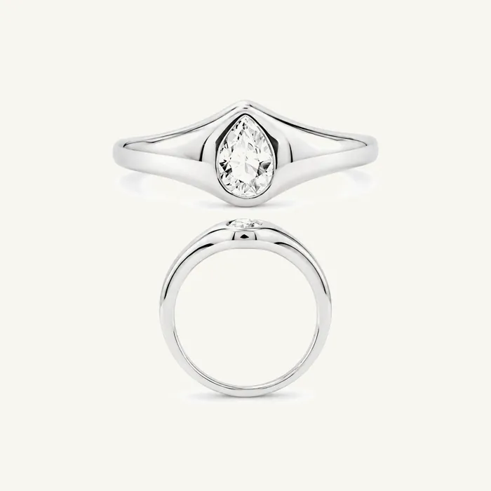 טבעת סוליטר | בשיבוץ אבן טיפה | 0.50 CT — תמונת סטודיו