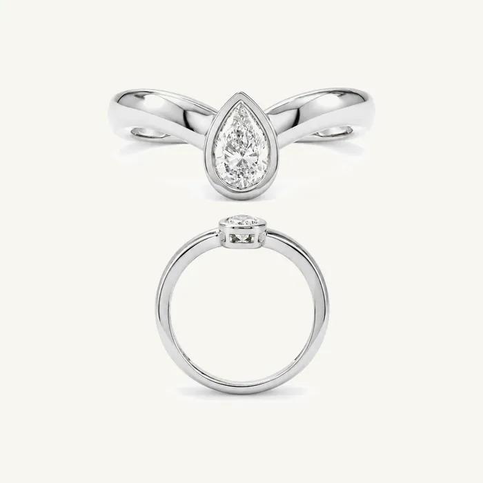טבעת סוליטר | בשיבוץ אבן מרכזית טיפה | 0.52 CT — תמונת סטודיו