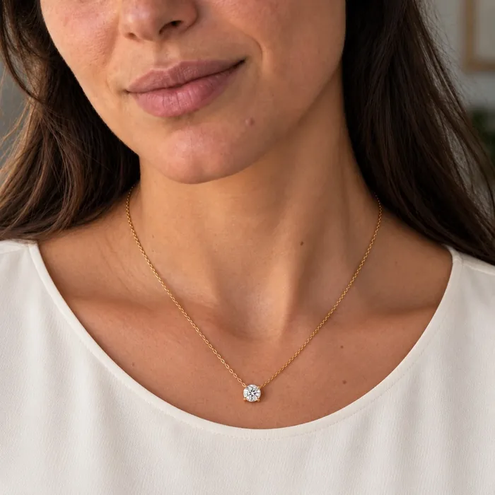 Колье-солитер с круглым лабораторным бриллиантом — 0.3–3 ct — фото 16