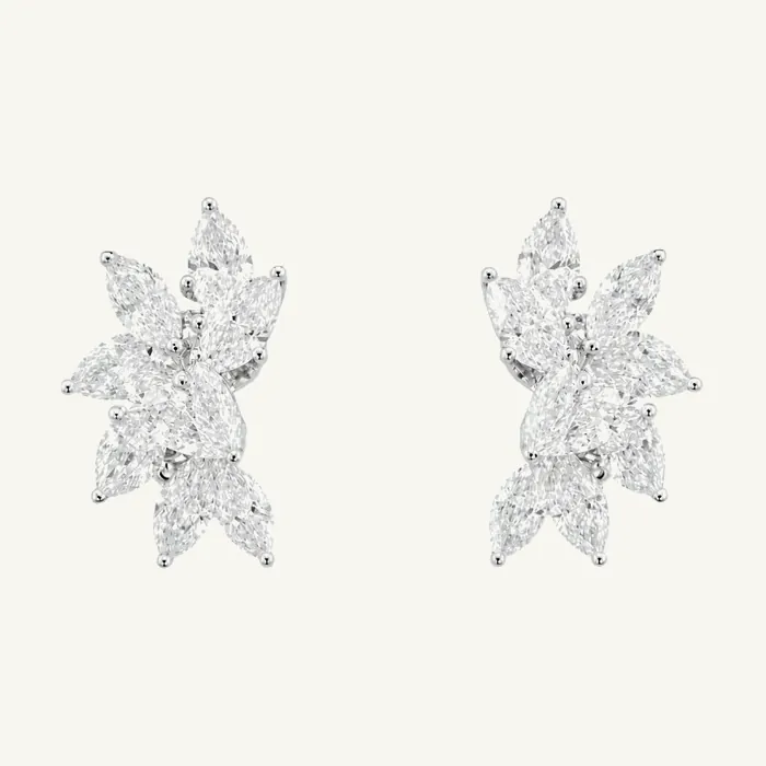 עגילי מנוף | בשיבוץ אבן מרקיזה + טיפה | 3.9 CT