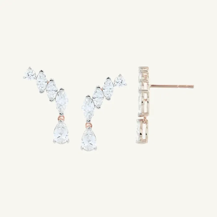 Butterfly-Back Stud Earring with Marquise, Round and Pear Stones · 1.20 ct