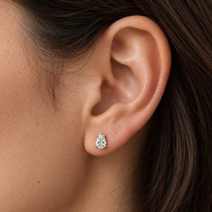 أقراط ملاصقة بألماس مختبر بقطع القطرة — 0.35 قيراط لكل قرط — صورة 2