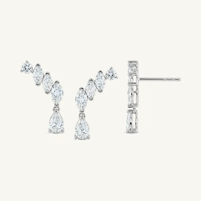 Butterfly-Back Stud Earring with Marquise, Round and Pear Stones · 1.20 ct
