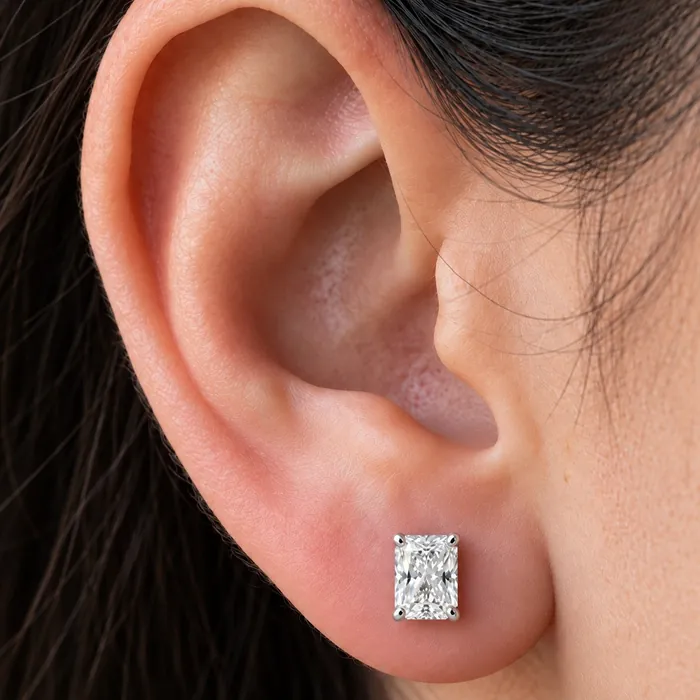 Серьги с лабораторными бриллиантами «радиант» — 1.5–4 ct на пару — фото 9