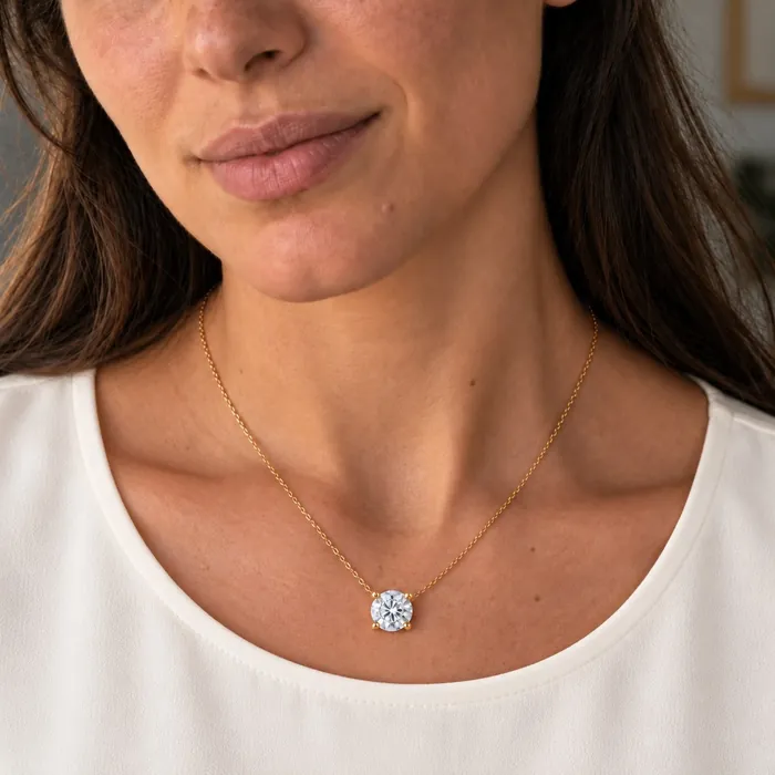 Колье-солитер с круглым лабораторным бриллиантом — 0.3–3 ct — фото 20