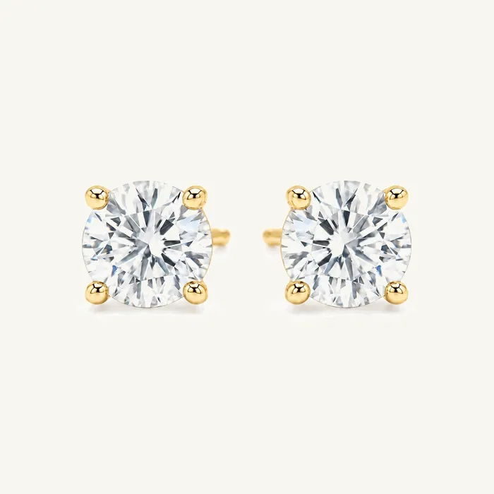 Круглые серьги с лабораторными бриллиантами — 1.5–4 ct на пару — фото 3