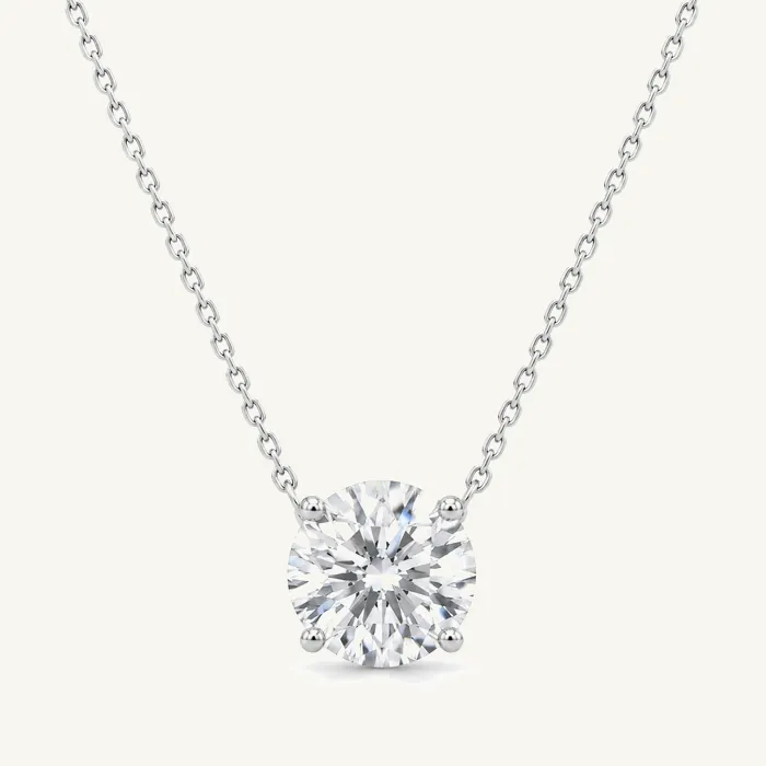 Колье-солитер с круглым лабораторным бриллиантом — 0.3–3 ct